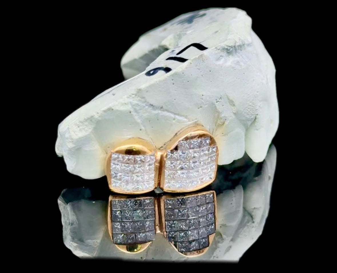 double cap invisible / princess cut diamond grill